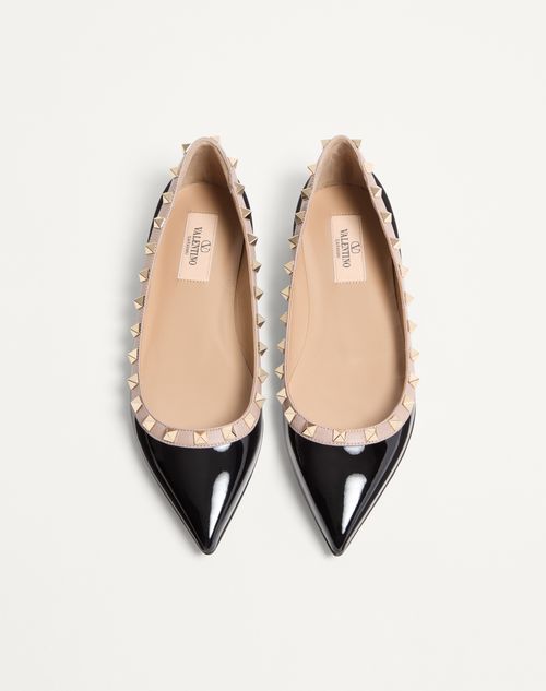 Valentino Garavani - Patent Rockstud Ballet Flat - Black/poudre - Woman - Ballerinas